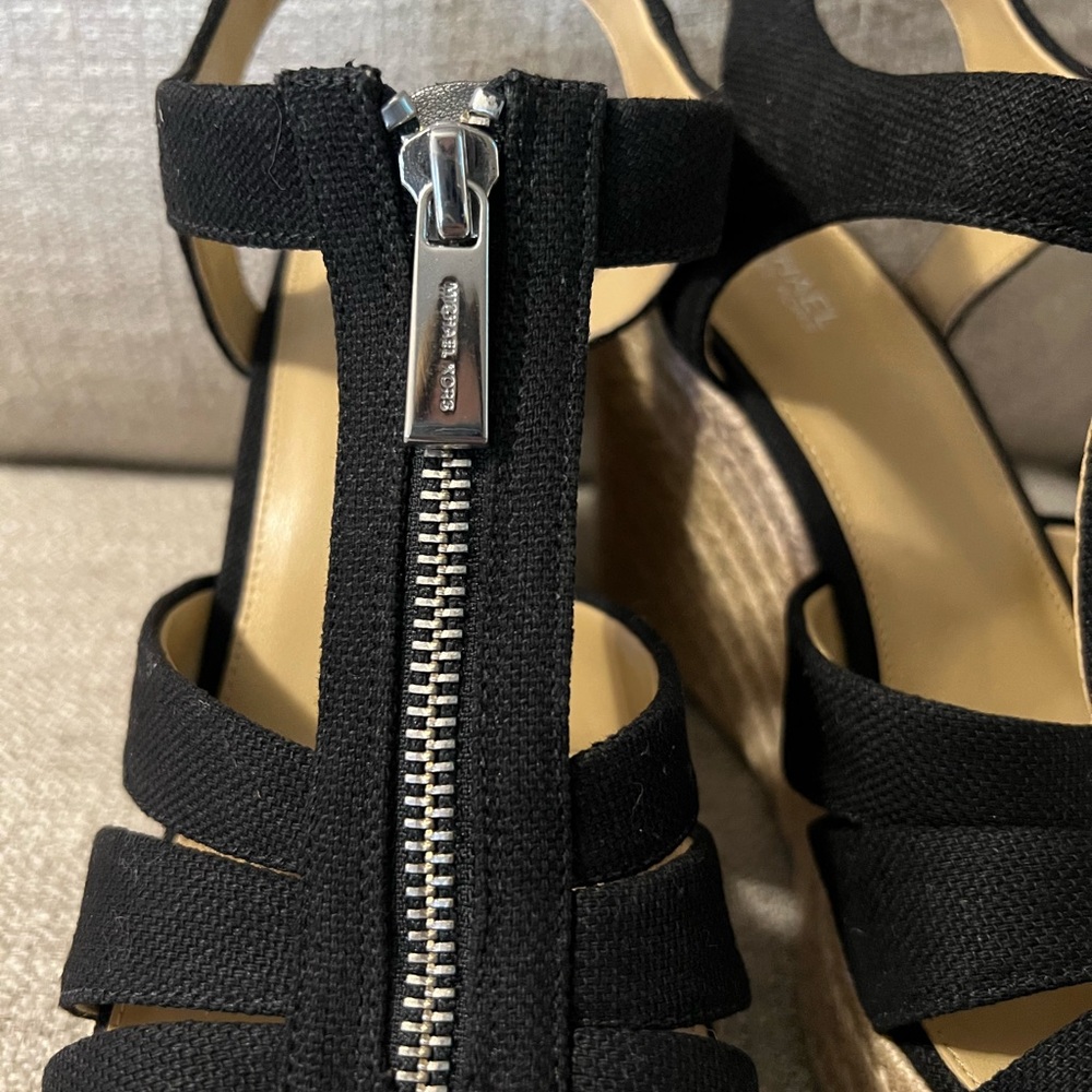 Michael Kors Black Espadrille Wedges Zip Up– Size 8.5 – Like New - Picture 2 of 9
